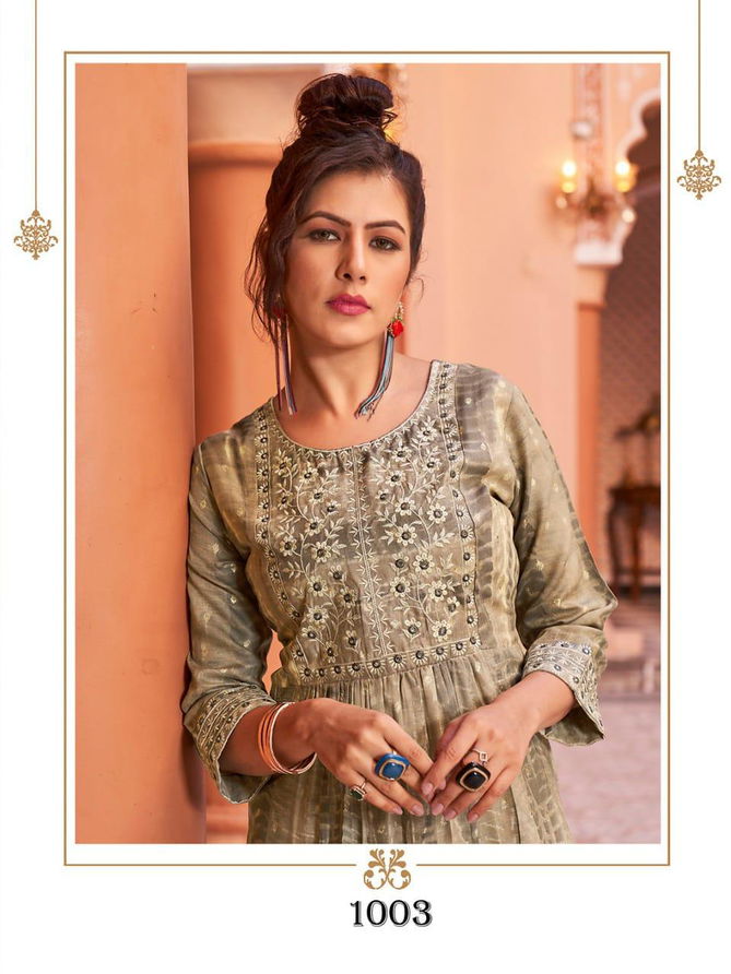 Hirwa Shibori Naira Cut Festive wear Wholesale Embroidery Designer Kurtis
